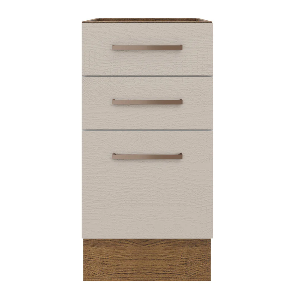 Balcão 40 x 60 cm 3 Gavetas (Sem Tampo) Rustic/Crema Agata Madesa - Image 5