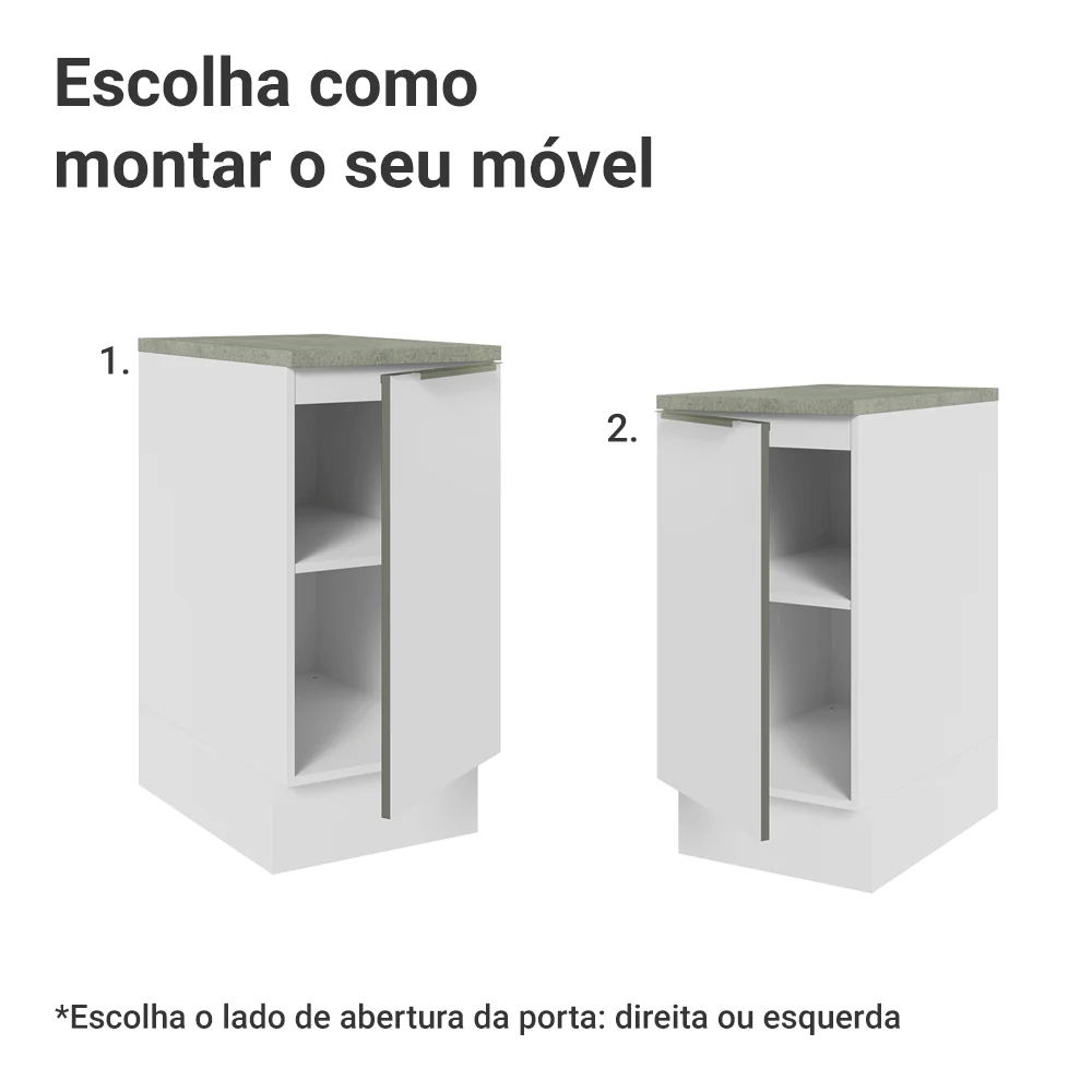 Balcão 40 x 60 cm 1 Porta (Com Tampo) Branco/Branco Veludo Lux Madesa - Image 5