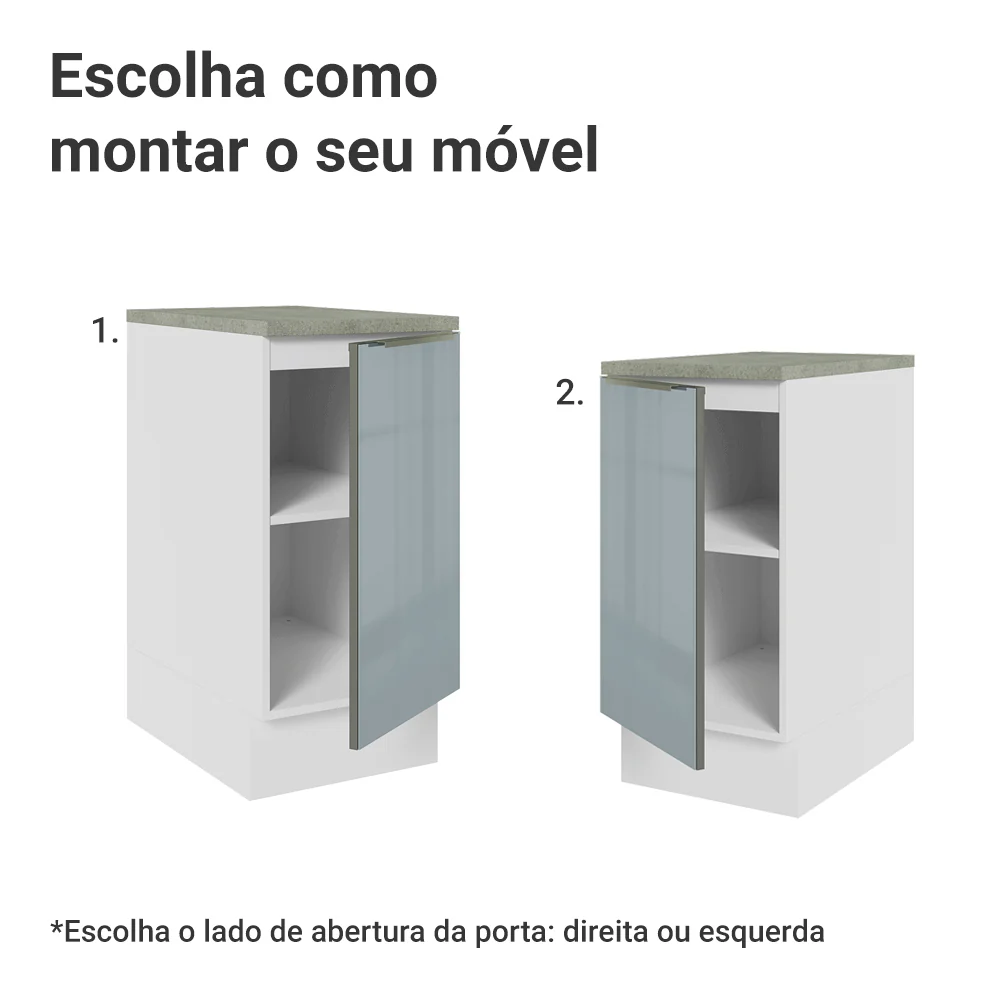 Balcão 40 x 60 cm 1 Porta (Com Tampo) Branco/Cinza Lux Madesa - Image 5