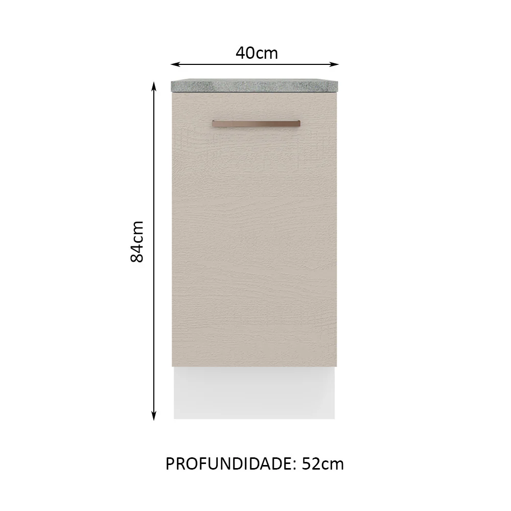 Balcão 40 cm 1 Porta Branco/Crema Agata Madesa - Image 2
