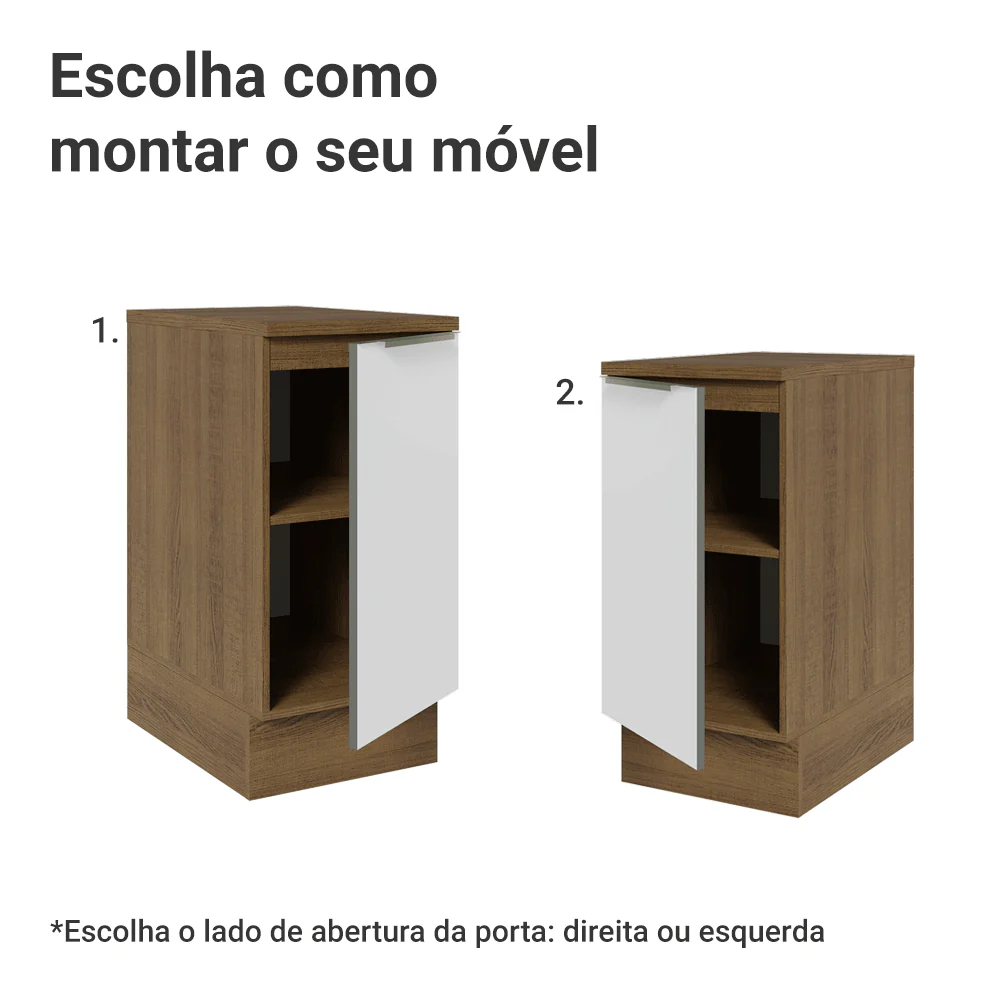 Balcão 40 x 60 cm 1 Porta (Com Tampo) Rustic/Branco Veludo Lux Madesa - Image 5