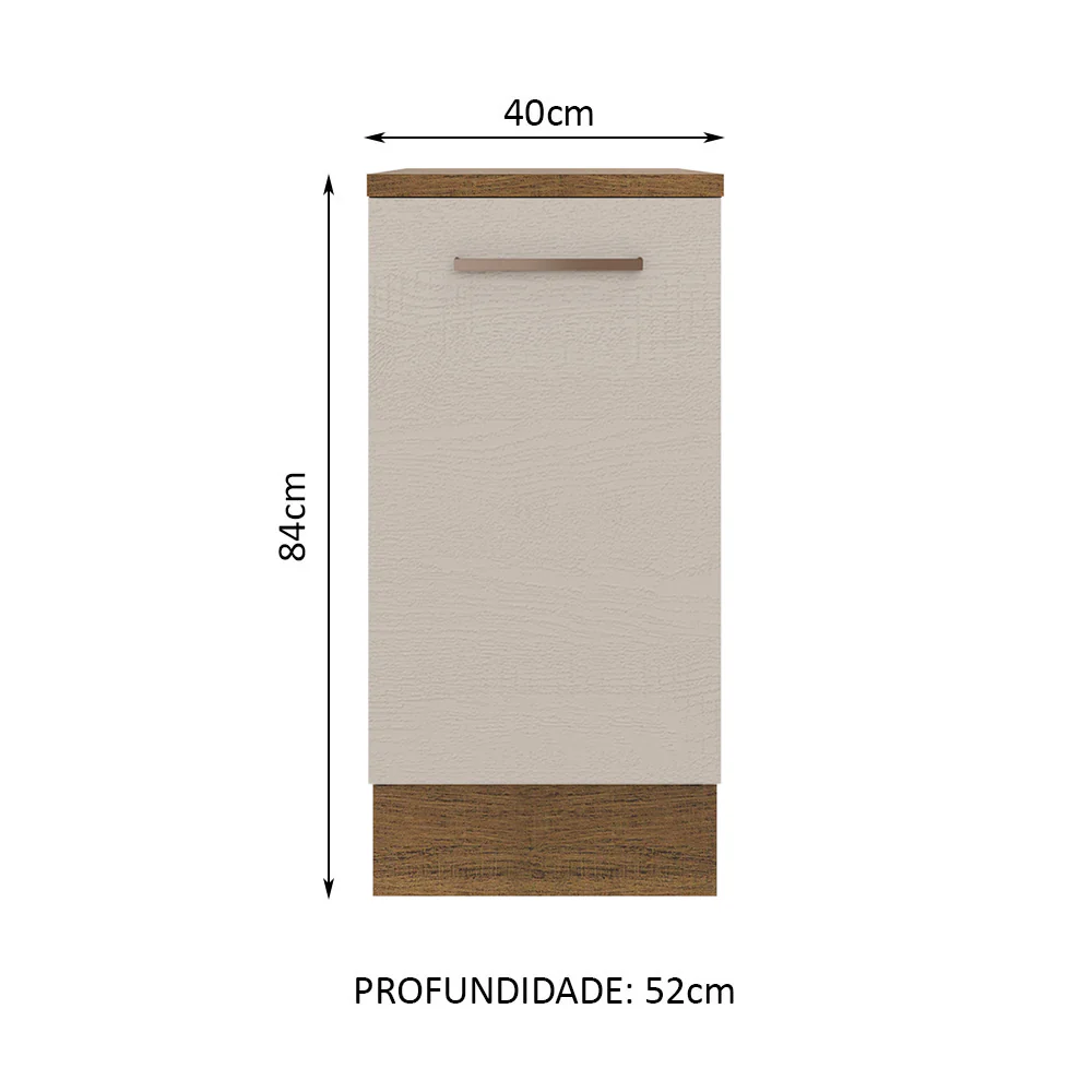Balcão 40 cm 1 Porta Rustic/Crema Agata Madesa - Image 2
