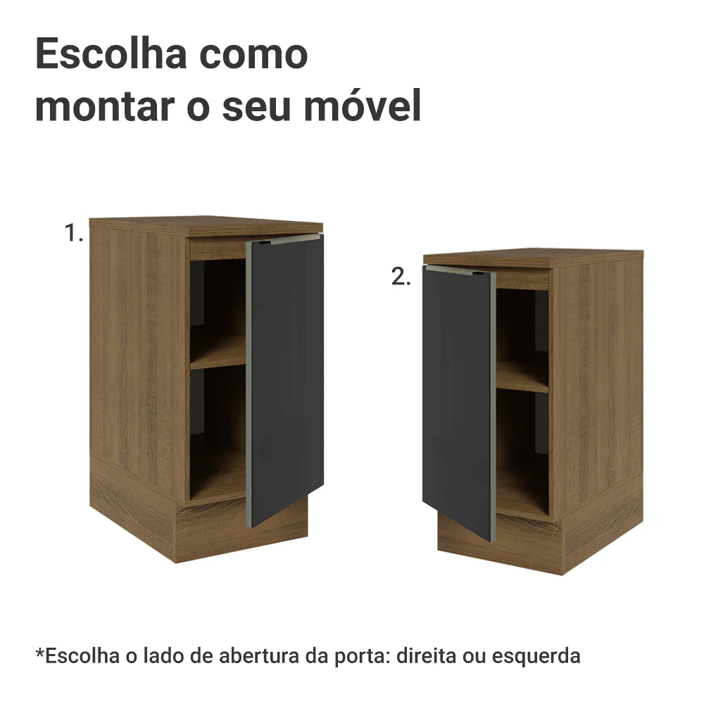 Balcão 40 x 60 cm 1 Porta (Com Tampo) Rustic/Preto Lux Madesa - Image 5