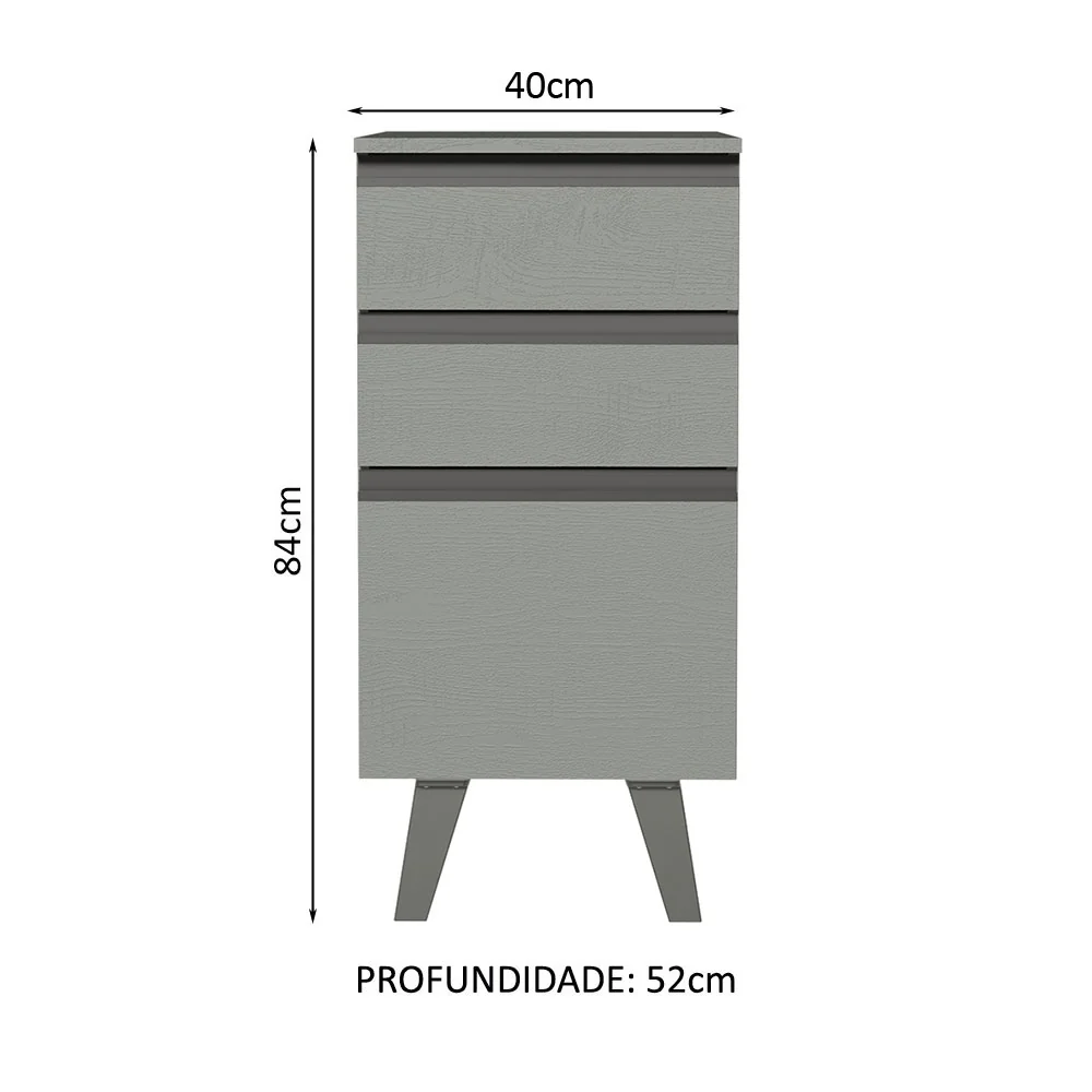 Balcão 40 cm 3 Gavetas Com Pés Cinza Nice Madesa - Image 2