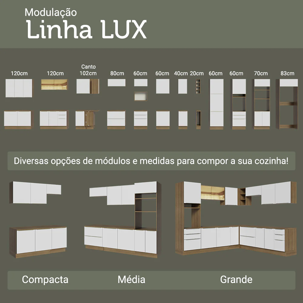 Balcão 40 x 60 cm 3 Gavetas (Com Tampo) Rustic/Branco Veludo Lux Madesa - Image 9