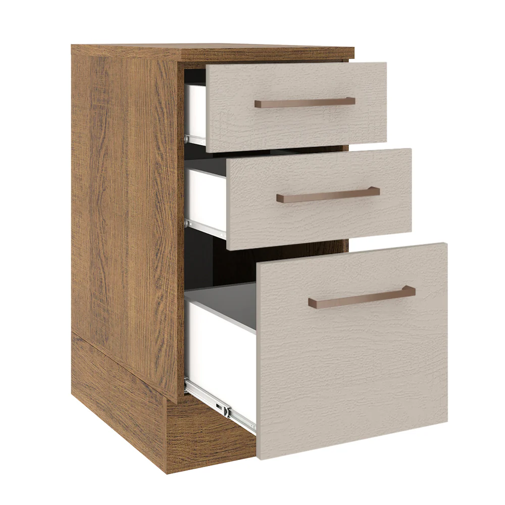 Balcão 40 cm 3 Gavetas Rustic/Crema Agata Madesa - Image 3
