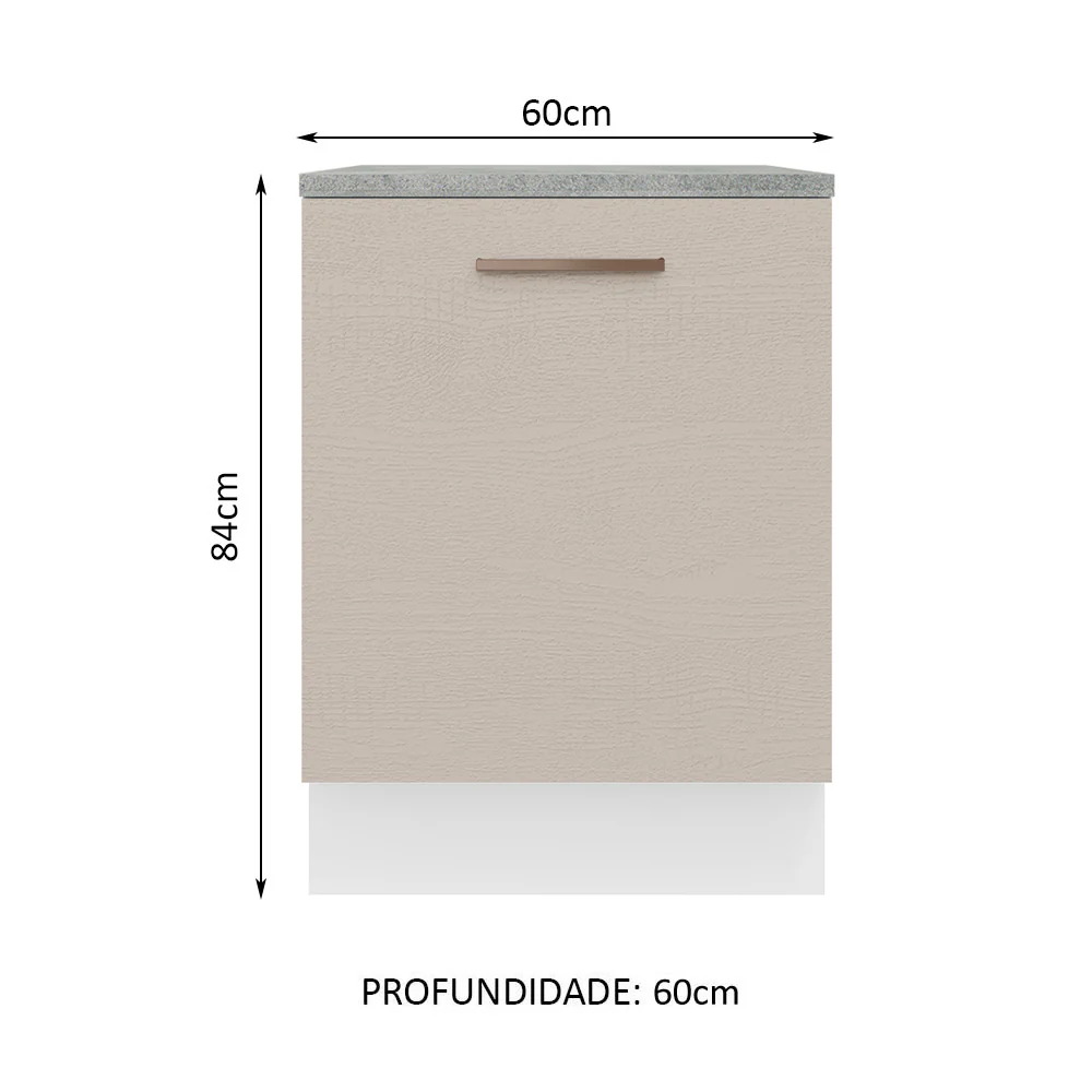 Balcão 60 x 60 cm 1 Porta (Com Tampo) Branco/Crema Agata Madesa - Image 2