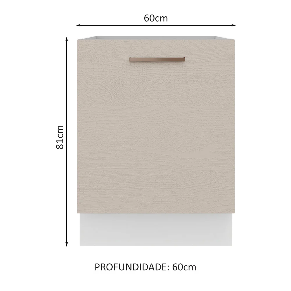 Balcão 60 x 60 cm 1 Porta (Sem Tampo) Branco/Crema Agata Madesa - Image 2