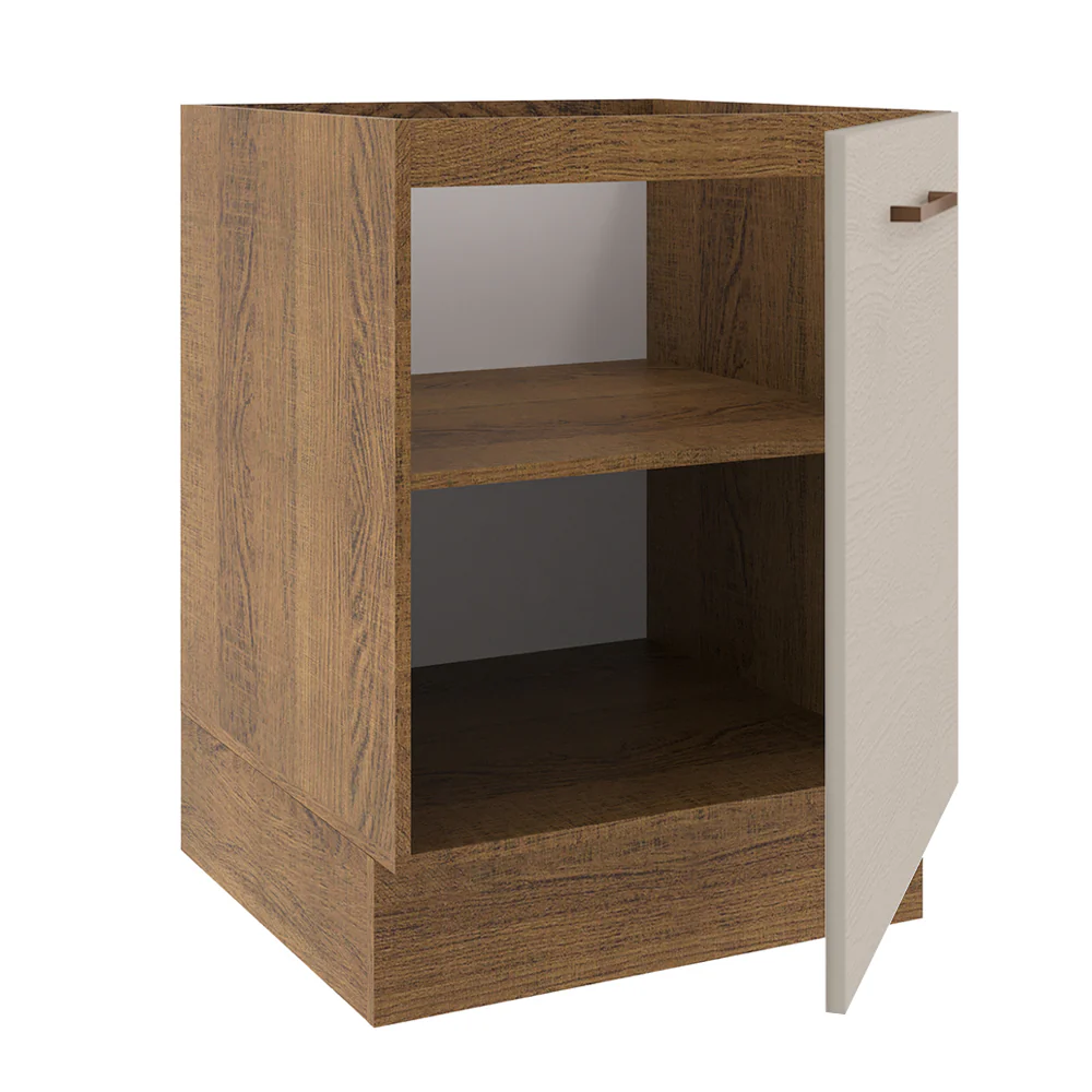 Balcão 60 x 60 cm 1 Porta (Sem Tampo) Rustic/Crema Agata Madesa - Image 4