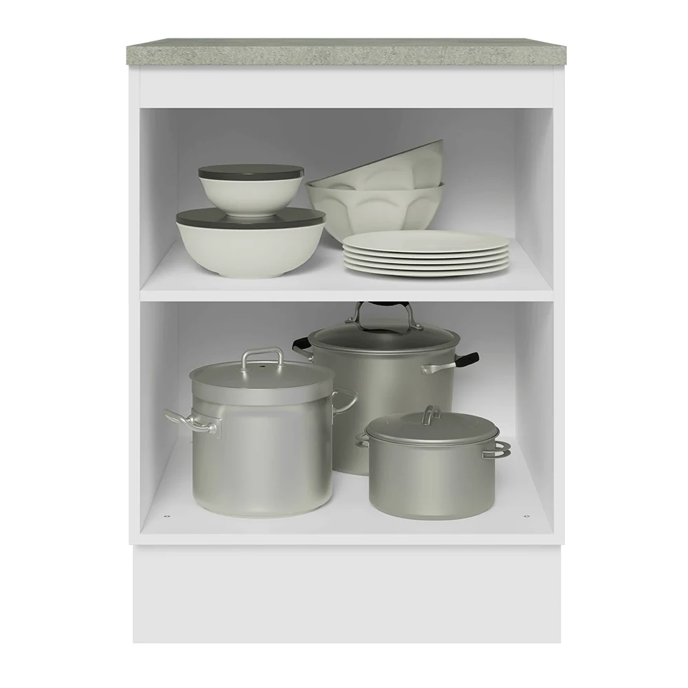 Balcão 60 x 60 cm 1 Porta (Com Tampo) Branco/Cinza Lux Madesa - Image 4