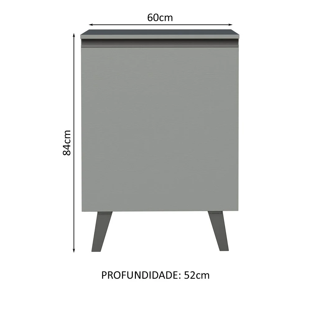 Balcão 60 cm 1 Porta Com Pés Cinza Nice Madesa - Image 2