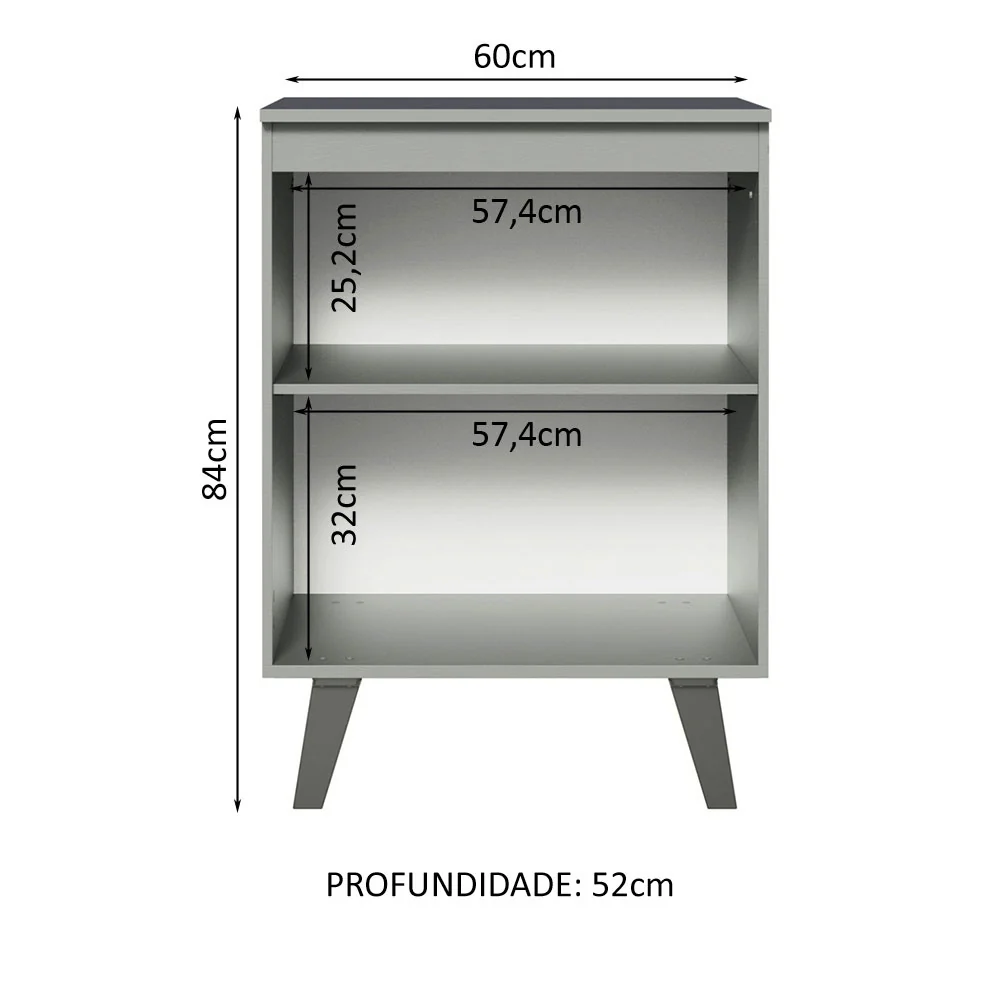 Balcão 60 cm 1 Porta Com Pés Cinza Nice Madesa - Image 3