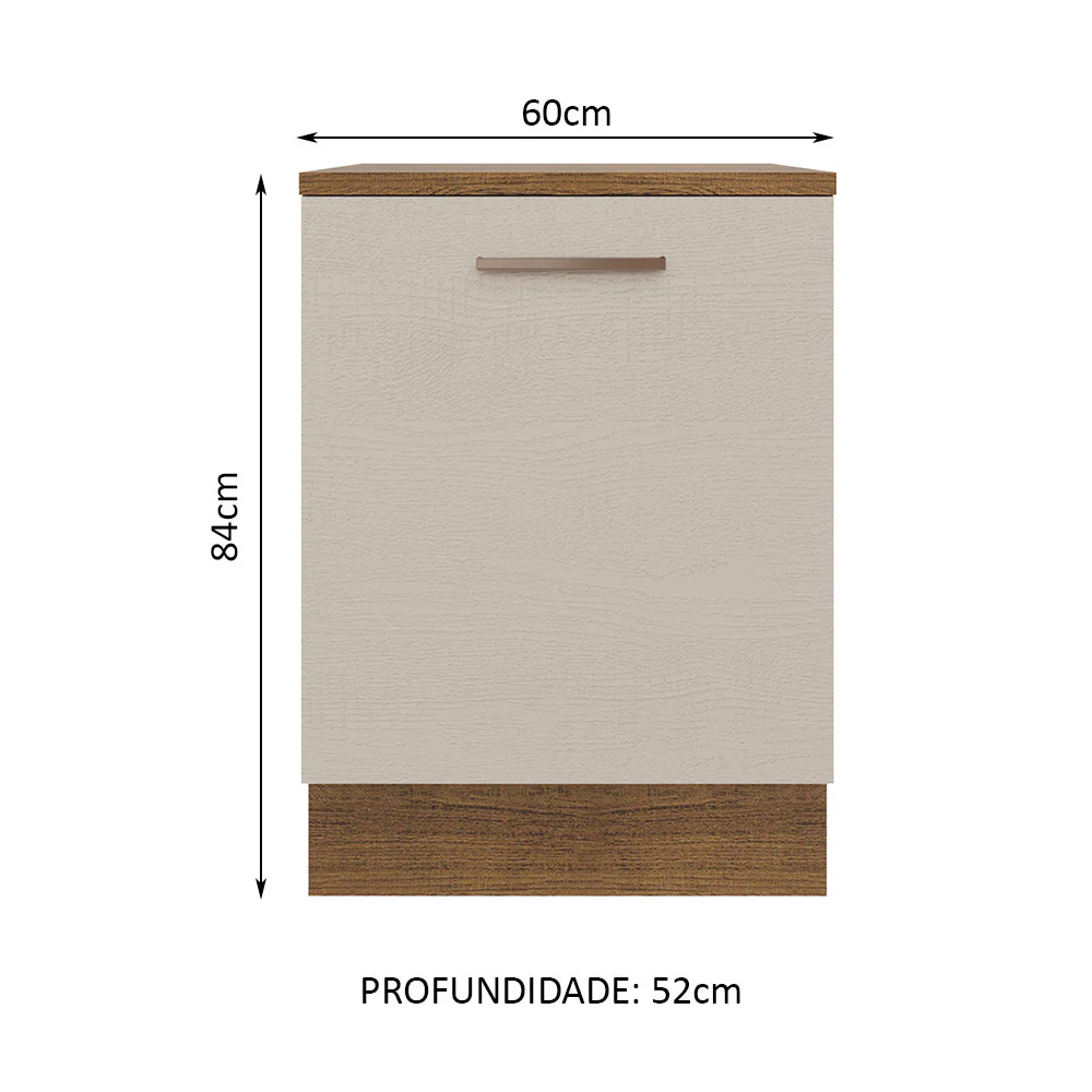 Balcão 60 cm 1 Porta Rustic/Crema Agata Madesa - Image 2