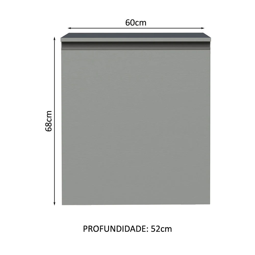 Balcão 60 cm 1 Porta Suspenso Cinza Nice Madesa - Image 2