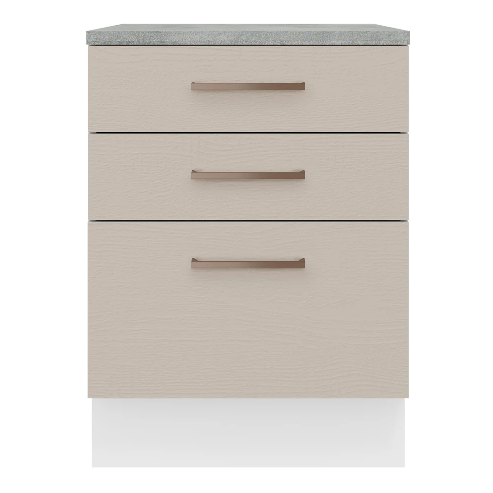 Balcão 60 cm 3 Gavetas Branco/Crema Agata Madesa - Image 5