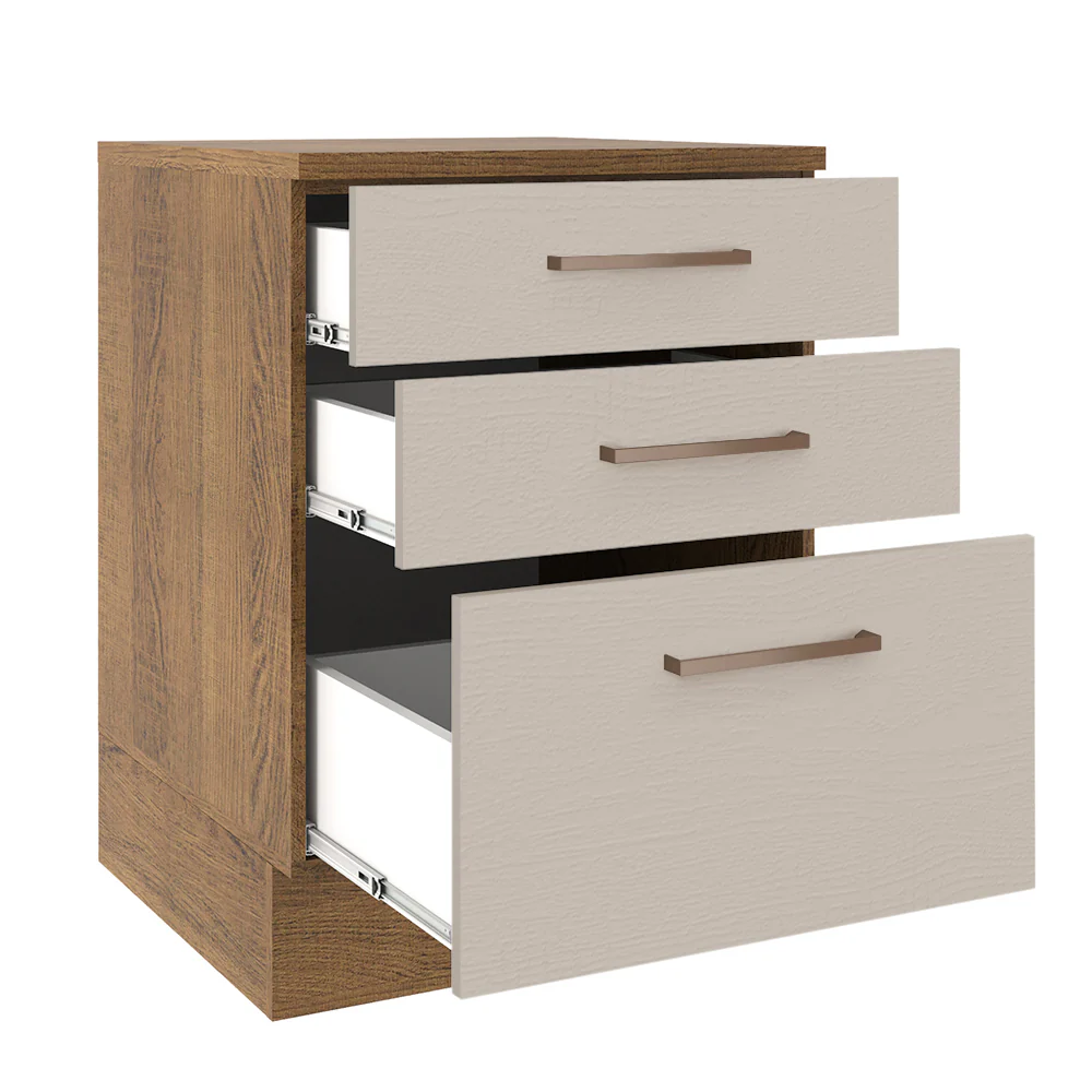 Balcão 60 cm 3 Gavetas Rustic/Crema Agata Madesa - Image 3