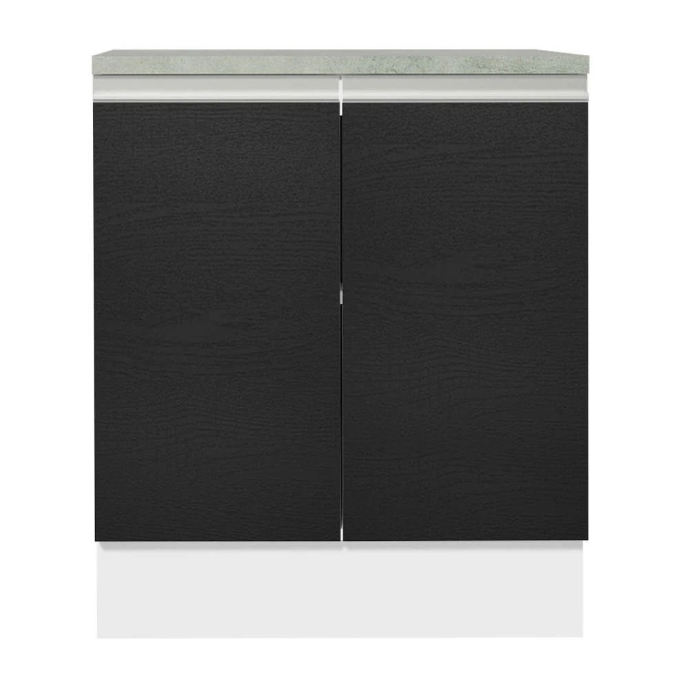 Balcão 70 x 60 cm 2 Portas (Com Tampo) Branco/Preto Glamy Madesa - Image 6