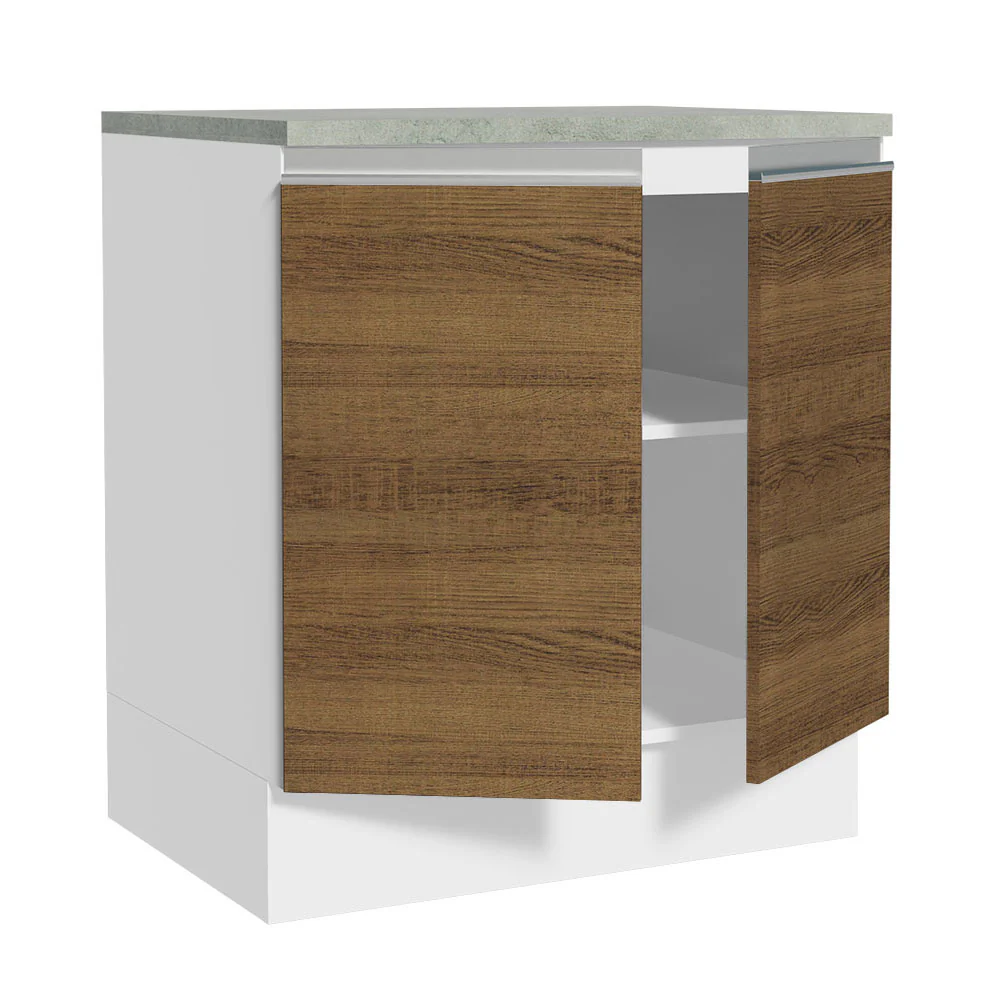 Balcão 70 x 60 cm 2 Portas (Com Tampo) Branco/Rustic Glamy Madesa - Image 4