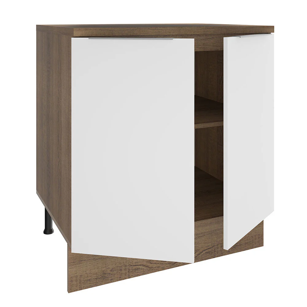 Balcão 70 x 60 cm 2 Portas (Com Tampo) Rustic/Branco Stella Madesa - Image 4