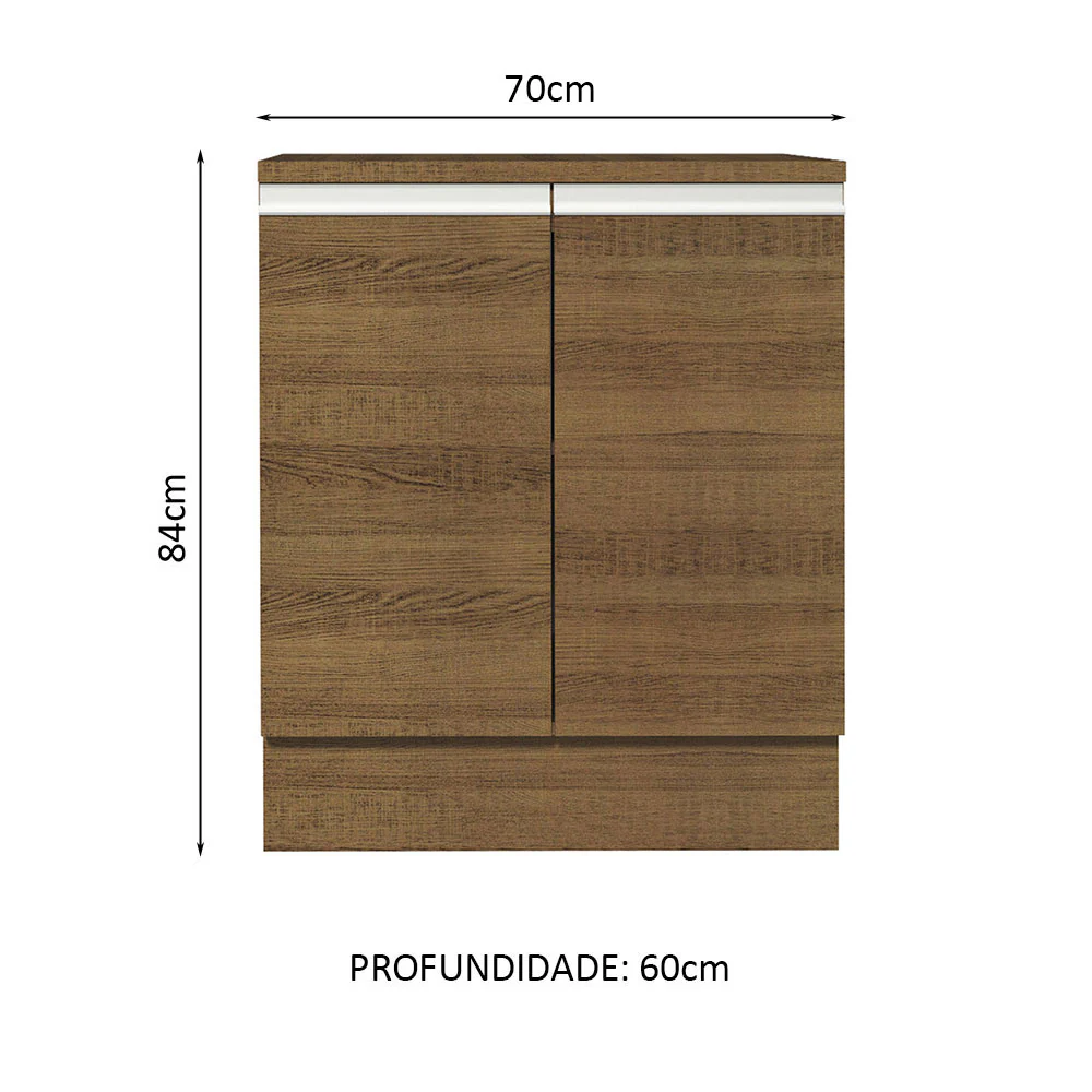 Balcão 70 x 60 cm 2 Portas (Com Tampo) Rustic Glamy Madesa - Image 2