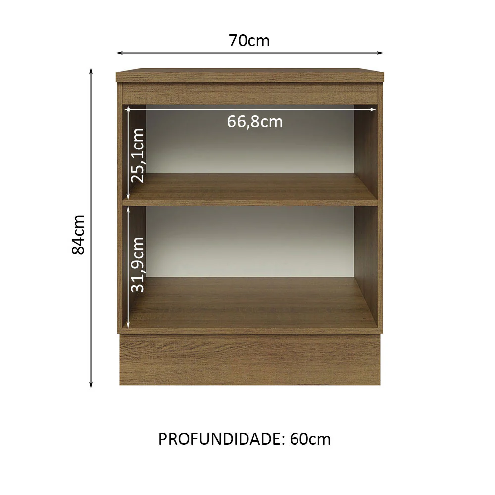 Balcão 70 x 60 cm 2 Portas (Com Tampo) Rustic Glamy Madesa - Image 3