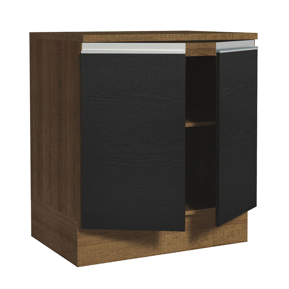 Balcão 70 x 60 cm 2 Portas (Com Tampo) Rustic/Preto Glamy Madesa - Image 4