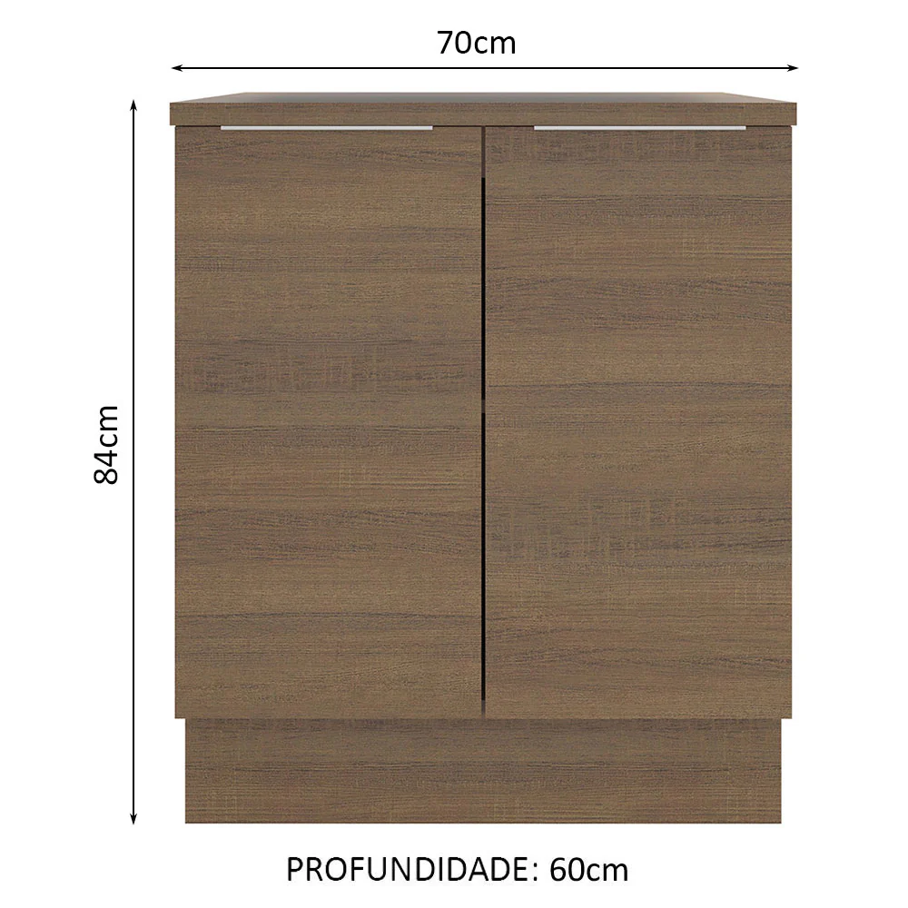 Balcão 70 x 60 cm 2 Portas (Com Tampo) Rustic Stella Madesa - Image 2