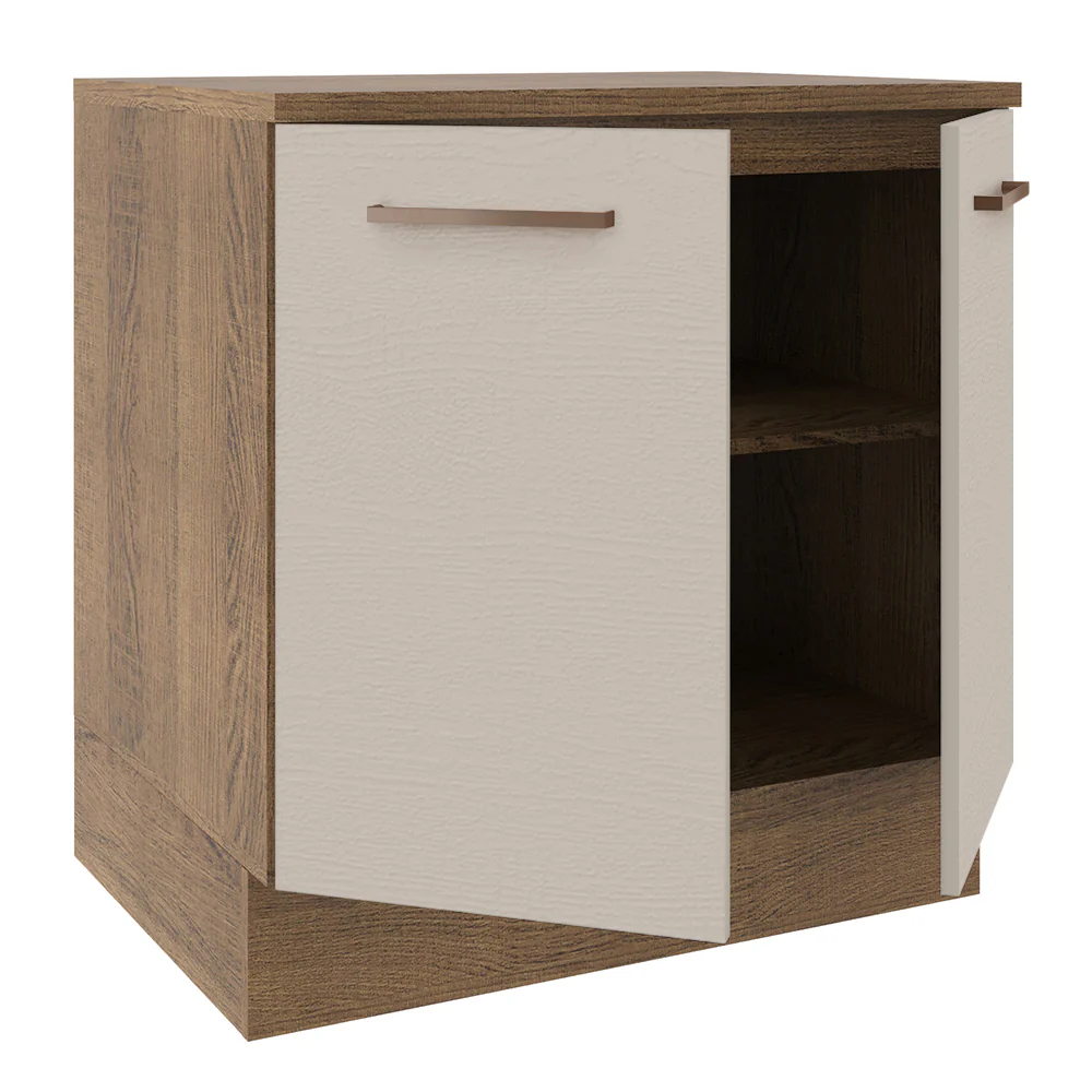 Balcão 80 x 60 cm 2 Portas (Com Tampo) Rustic/Crema Agata Madesa - Image 4