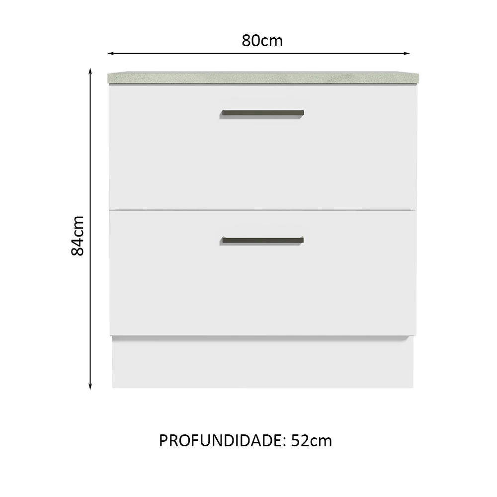 Balcão 80 cm 2 Gavetas Branco Agata Madesa - Image 2