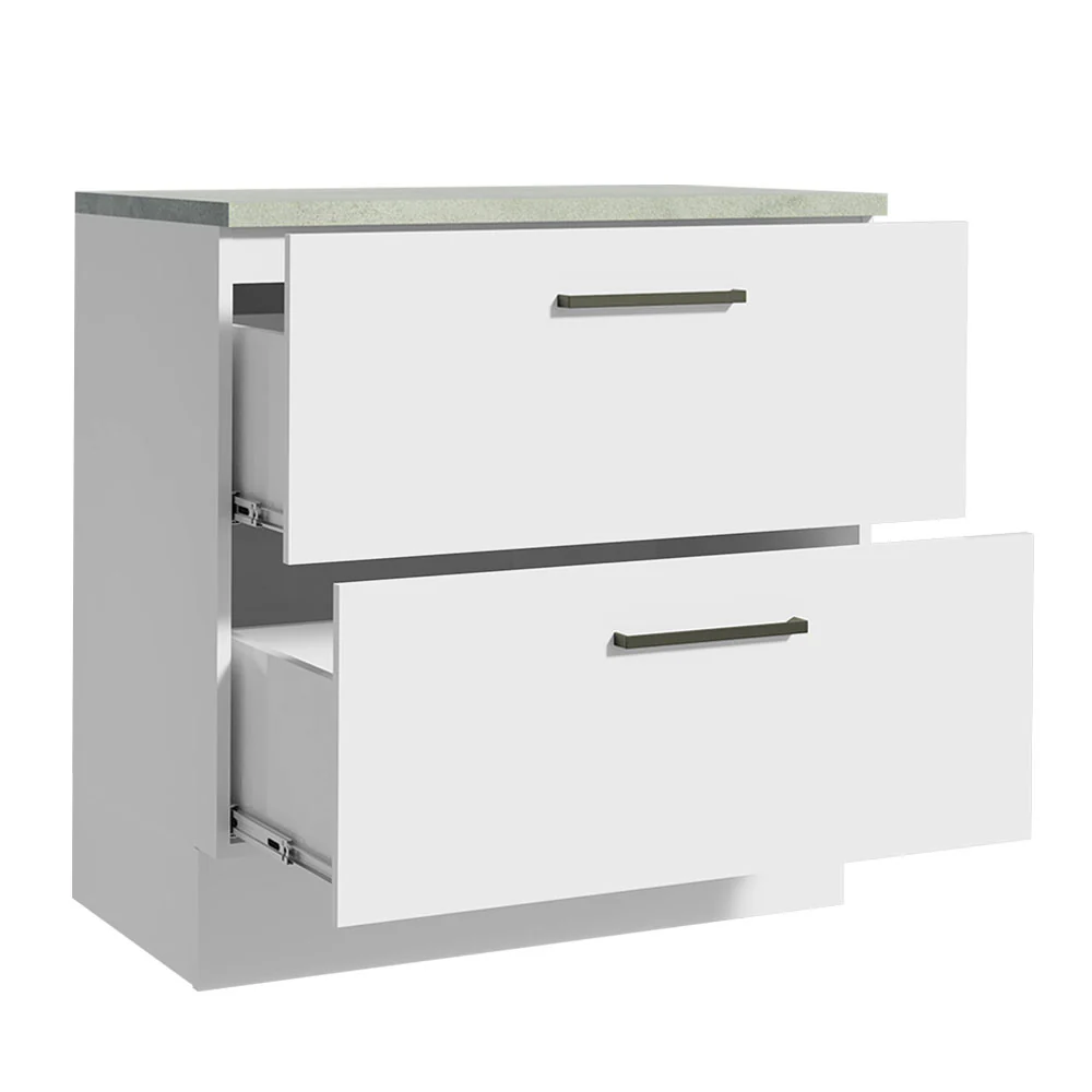 Balcão 80 cm 2 Gavetas Branco Agata Madesa - Image 3