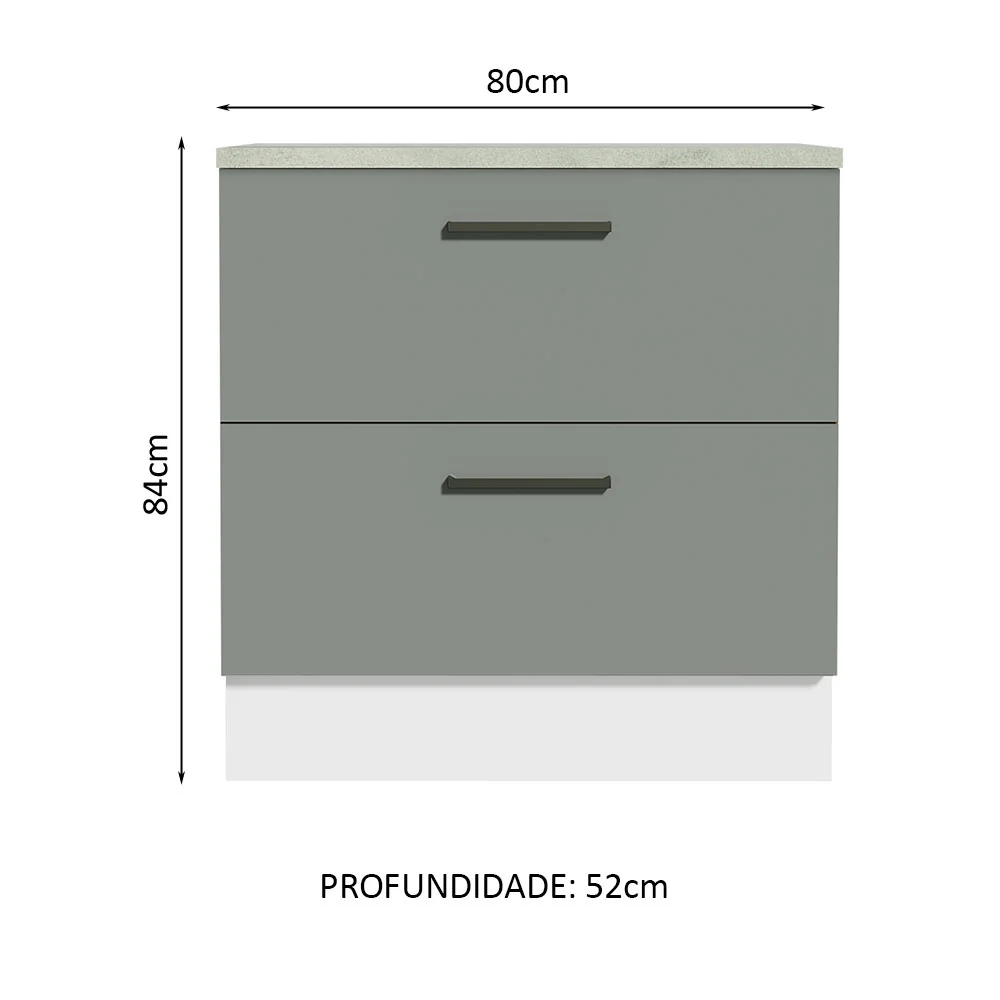 Balcão 80 cm 2 Gavetas Branco/Cinza Agata Madesa - Image 2