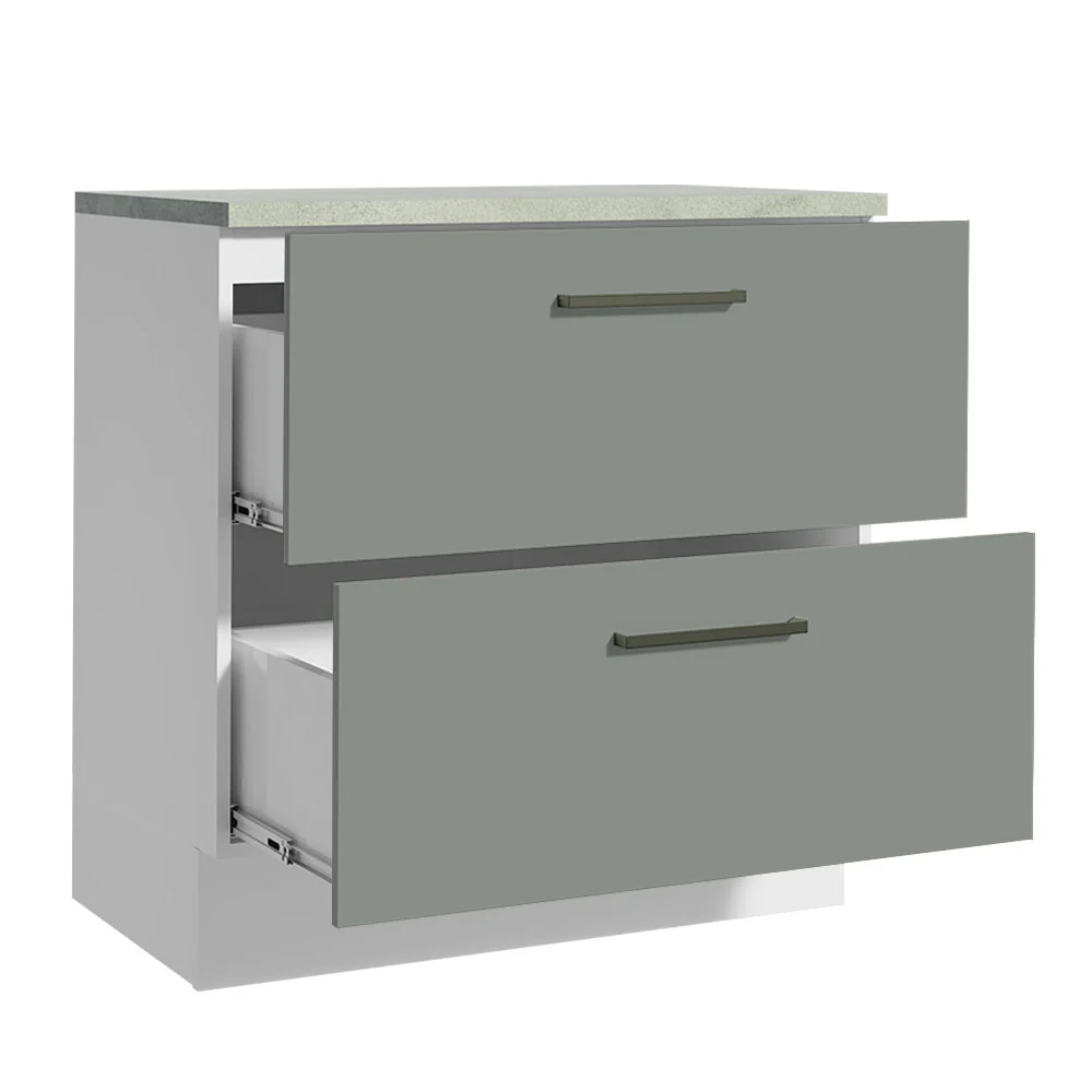Balcão 80 cm 2 Gavetas Branco/Cinza Agata Madesa - Image 3