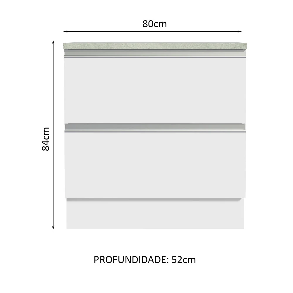 Balcão 80 cm 2 Gavetas Branco Glamy Madesa - Image 2