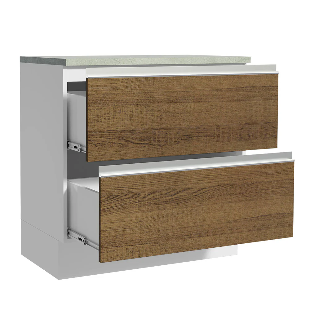 Balcão 80 cm 2 Gavetas Branco/Rustic Glamy Madesa - Image 3