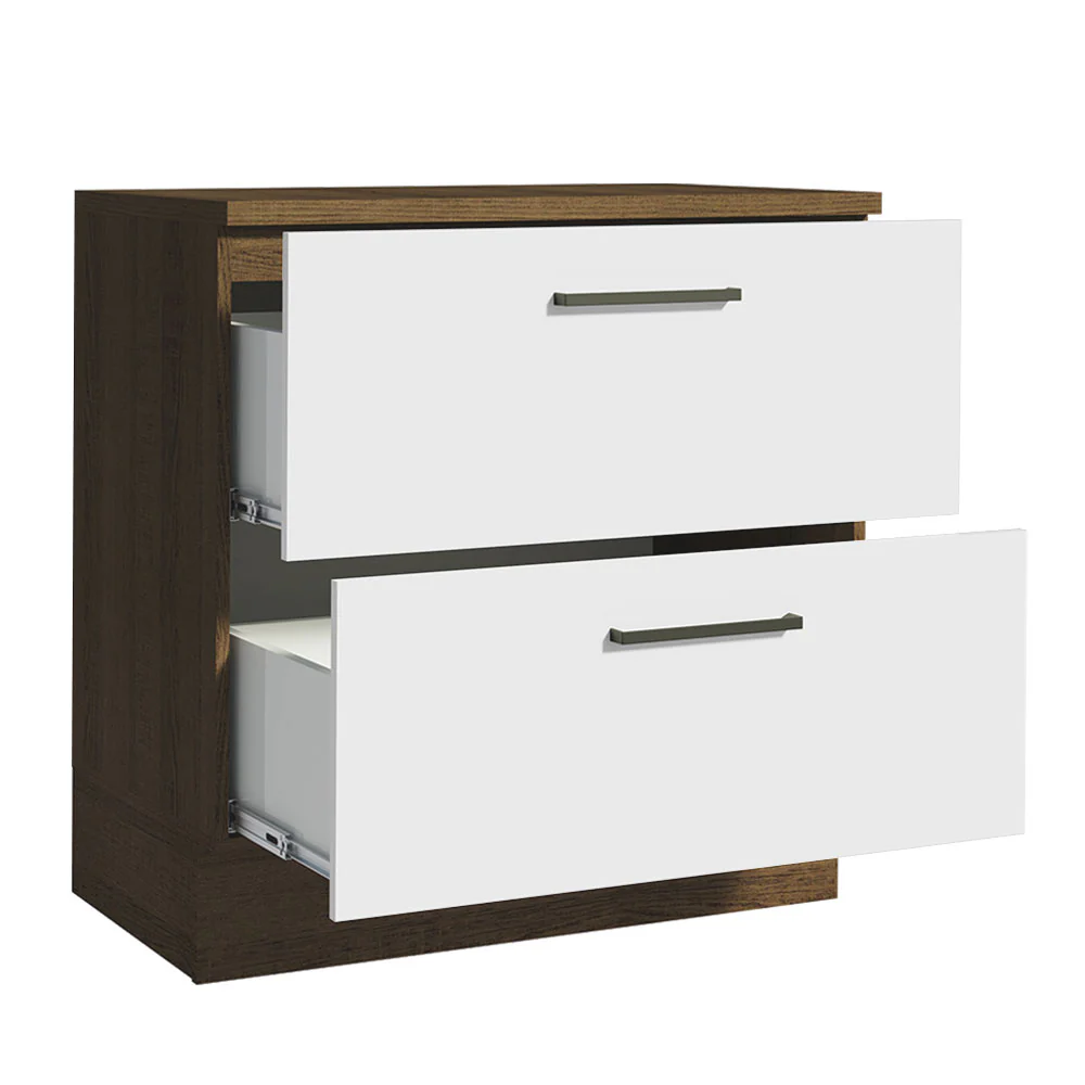 Balcão 80 cm 2 Gavetas Rustic/Branco Agata Madesa - Image 3