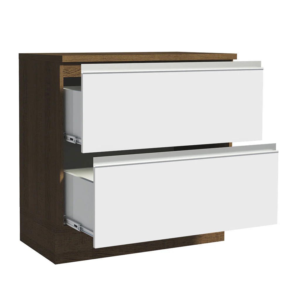Balcão 80 cm 2 Gavetas Rustic/Branco Glamy Madesa - Image 3