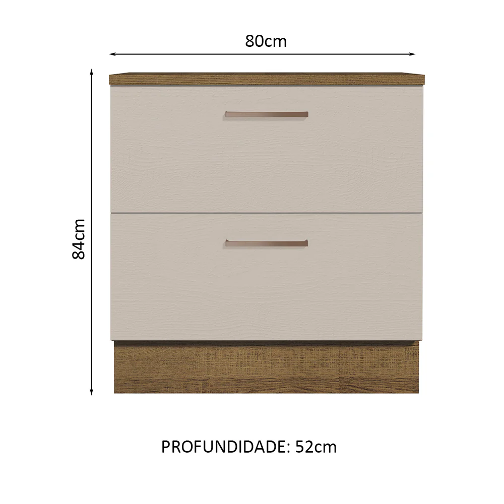 Balcão 80 cm 2 Gavetas Rustic/Crema Agata Madesa - Image 2
