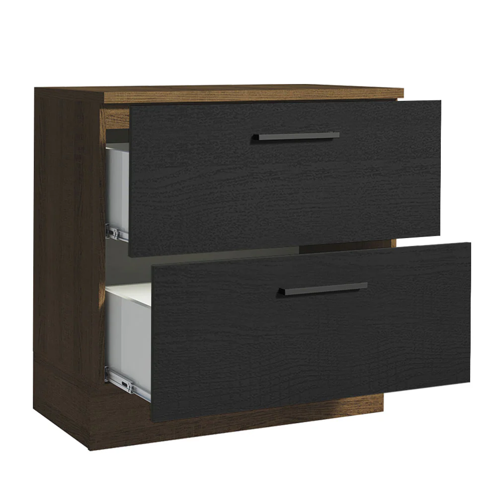 Balcão 80 cm 2 Gavetas Rustic/Preto Agata Madesa - Image 3