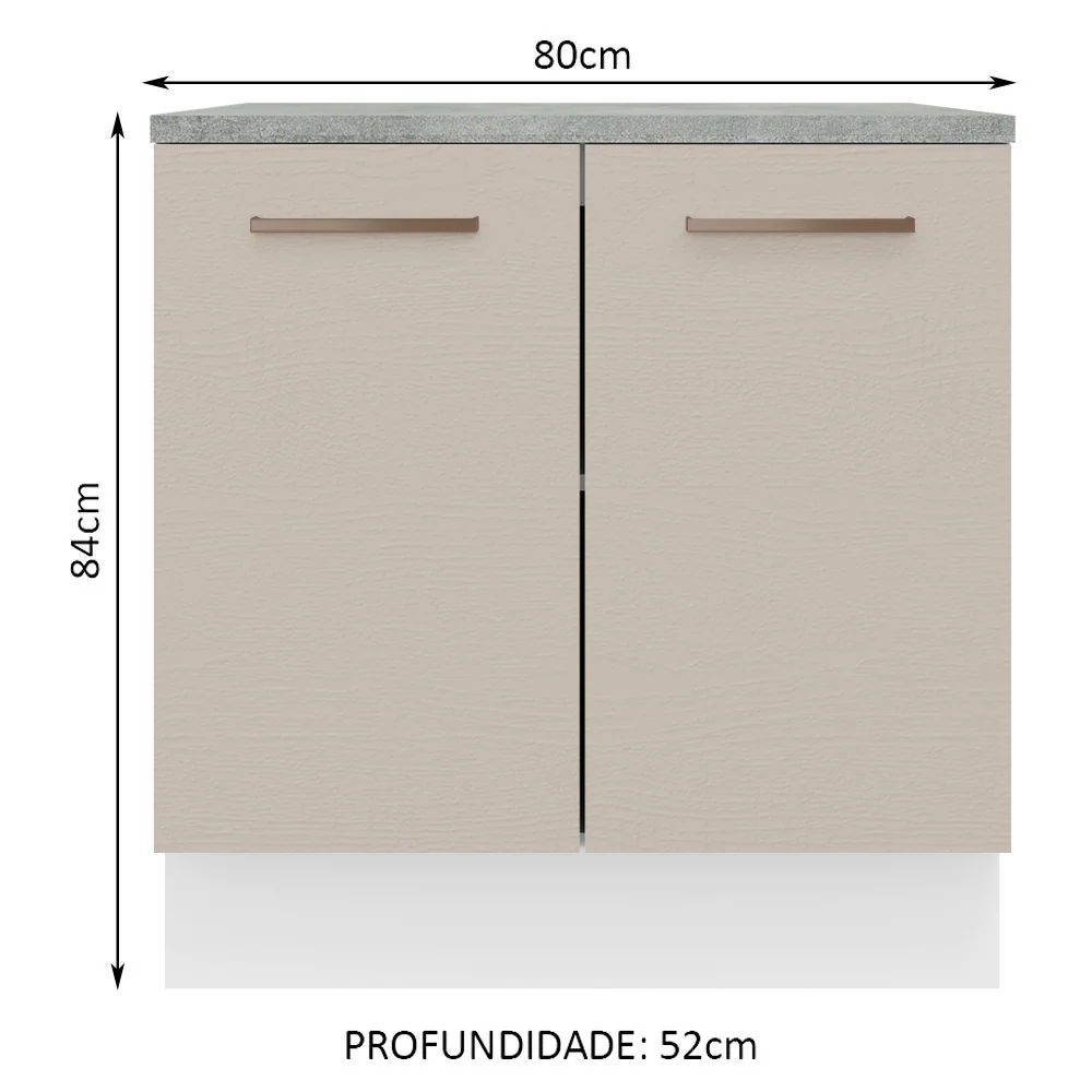 Balcão 80 cm 2 Portas Branco/Crema Agata Madesa - Image 2