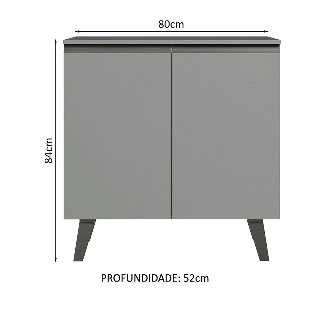 Balcão 80 cm 2 Portas Com Pés Cinza Nice Madesa - Image 2