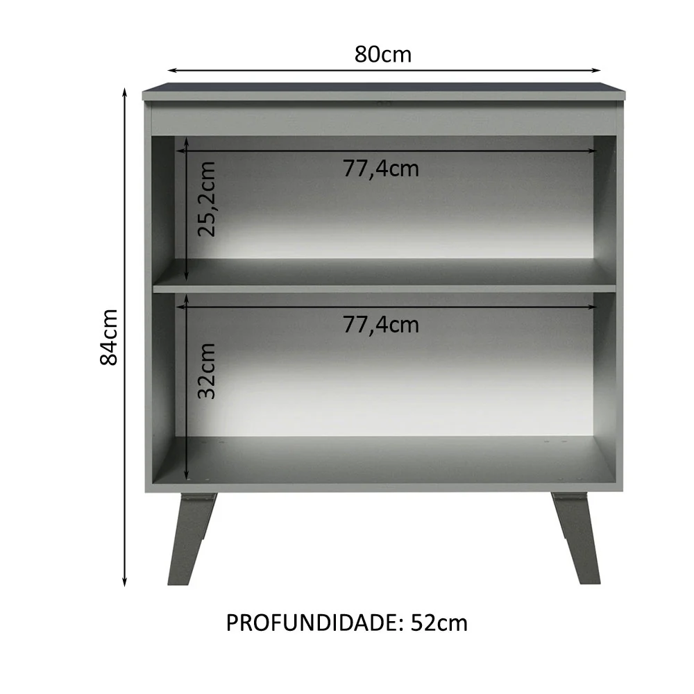 Balcão 80 cm 2 Portas Com Pés Cinza Nice Madesa - Image 3