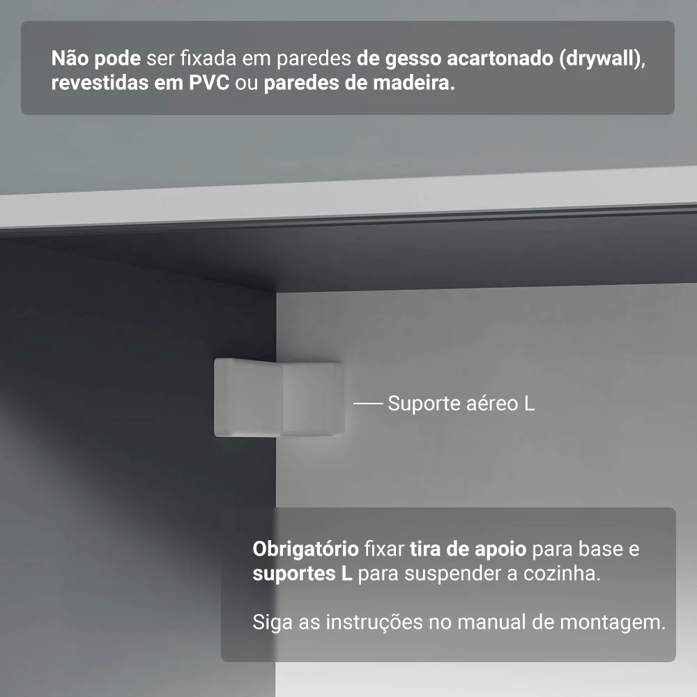 Balcão 80 cm 2 Portas Suspenso Cinza Nice Madesa - Image 7