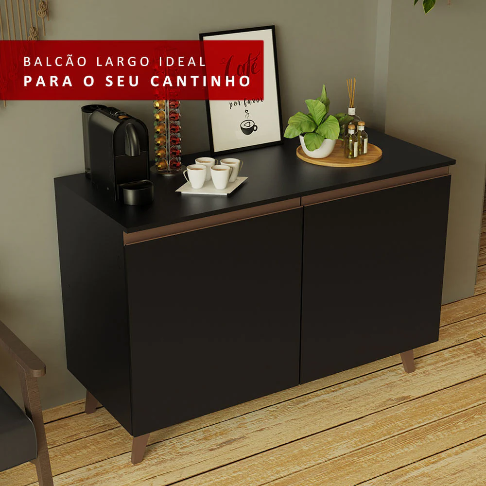 Balcão Cantinho do Café Madesa Reims 2 Portas Preto - Image 4