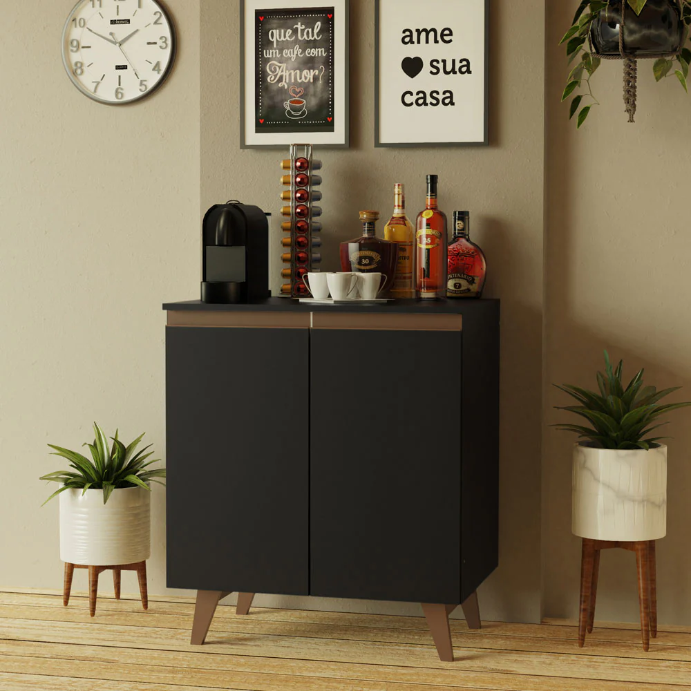 Balcão Cantinho do Café Madesa Reims 70 cm 2 Portas Preto - Image 2