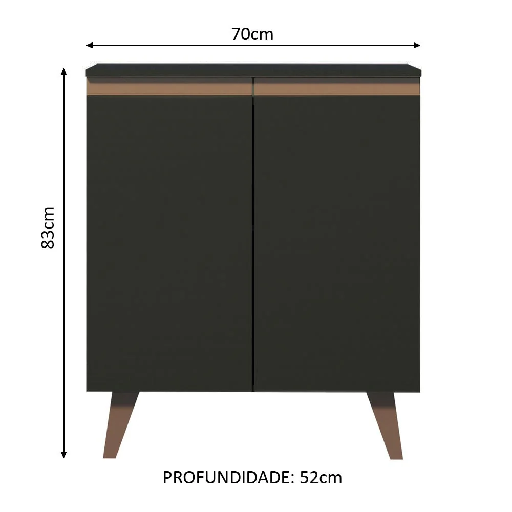 Balcão Cantinho do Café Madesa Reims 70 cm 2 Portas Preto - Image 3