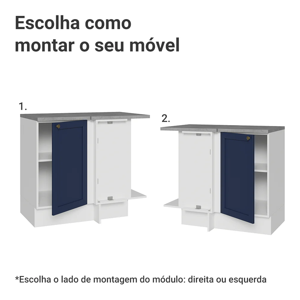 Balcão de Canto 1 Porta Branco/Azul Vik Madesa - Image 4