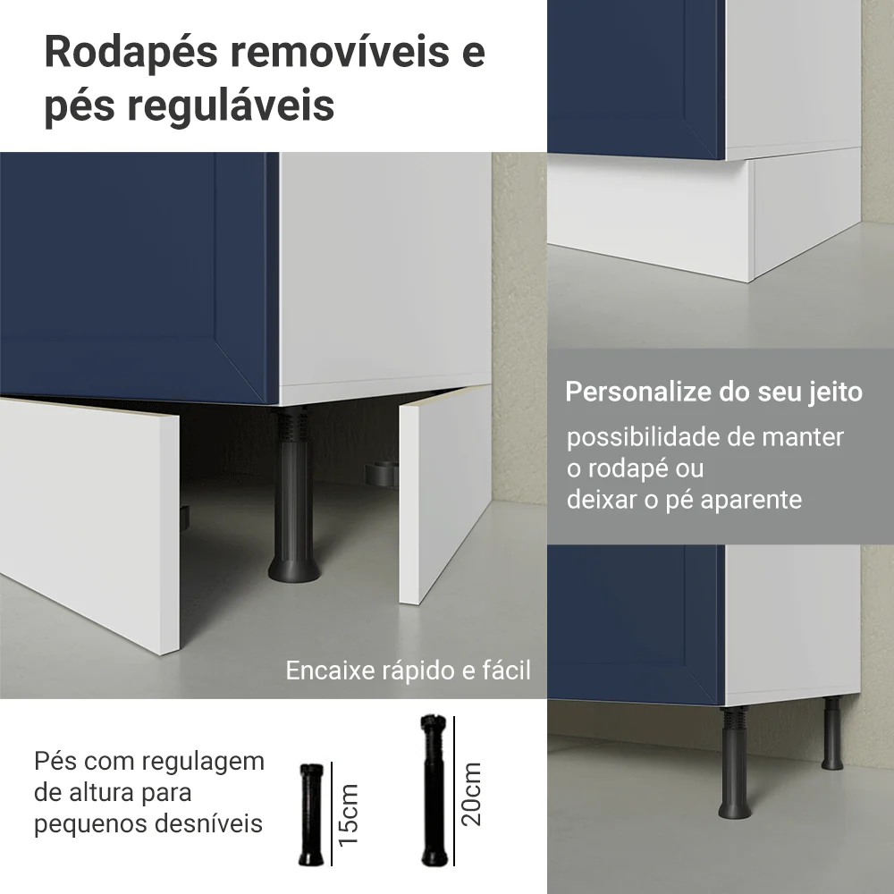 Balcão de Canto 1 Porta Branco/Azul Vik Madesa - Image 9