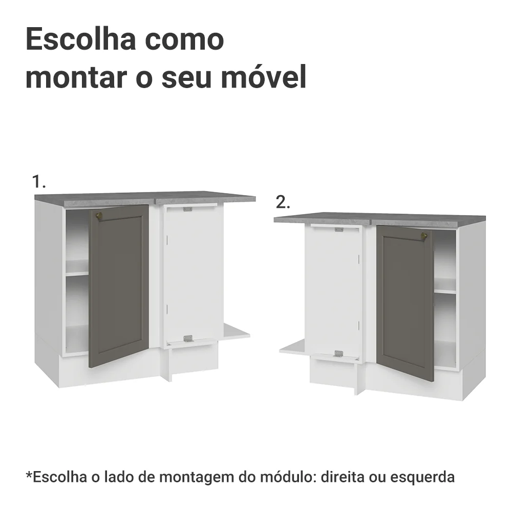 Balcão de Canto 1 Porta Branco/Cinza Vik Madesa - Image 4