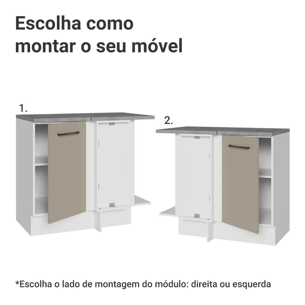 Balcão de Canto 1 Porta Branco/Crema Agata Madesa - Image 4
