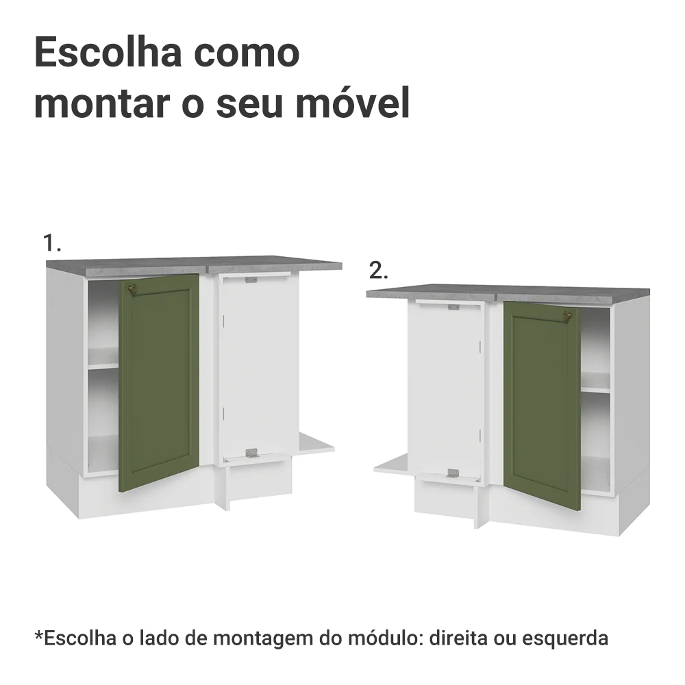 Balcão de Canto 1 Porta Branco/Verde Vik Madesa - Image 4